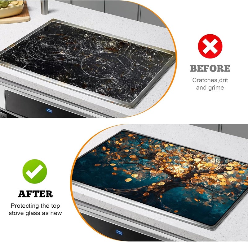 AOHMPT Multi-Design Stove Top Cover for Glass/Electric Stoves - 3-in-1 Heat-Resistant Protector Mat, Non-Slip Drying Rack 28"x20" - Image 5
